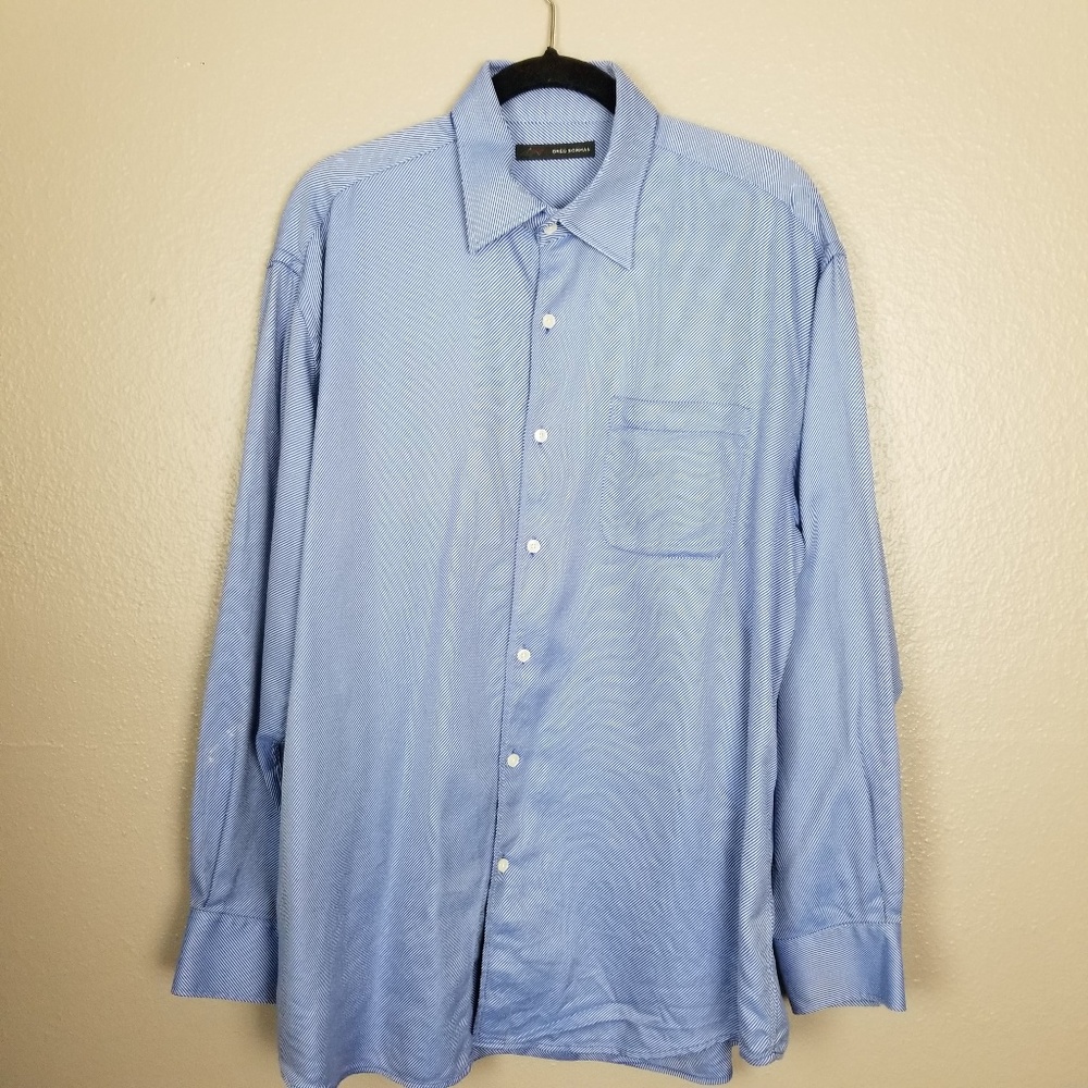 Greg Norman Blue Pinstripe Button Front Shirt LG